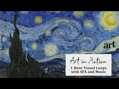 Starry Night by Vincent van Gogh | ART IN MOTION | 1 Hour Loop with Music | TELEVISION SCREENSAVER