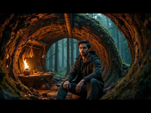 Living Inside a Tree Trunk | Secret Forest Survival House