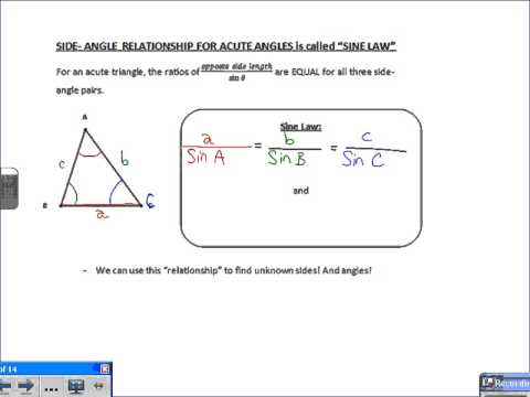 Math 11: 3.1 Sine Law for Acute Triangles