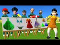 Squid Game Vs Scary Teacher 3D Squid Girl Bikini Dressing Room Long Dress Drawing 5 Times Challenge