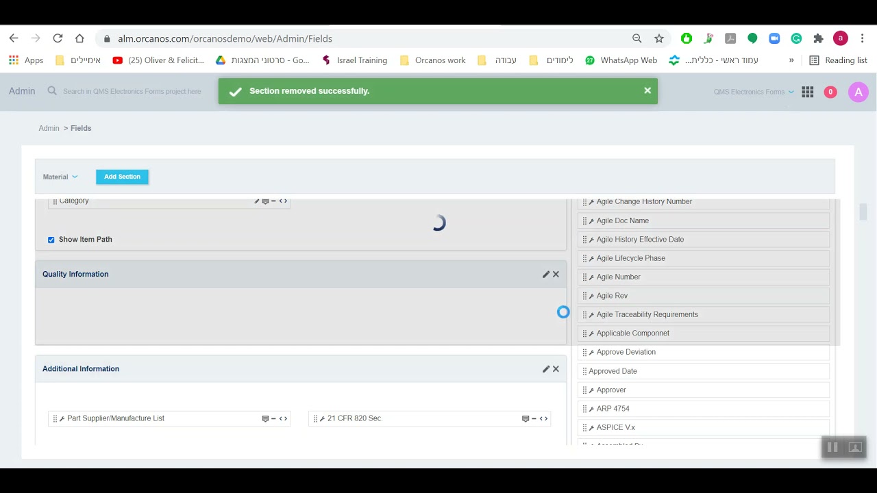Orcanos onboarding Admin: Configure eForms by using Fields Layout