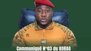 Burkina Faso : Communiqué N°3 du KORAG-BF1TV