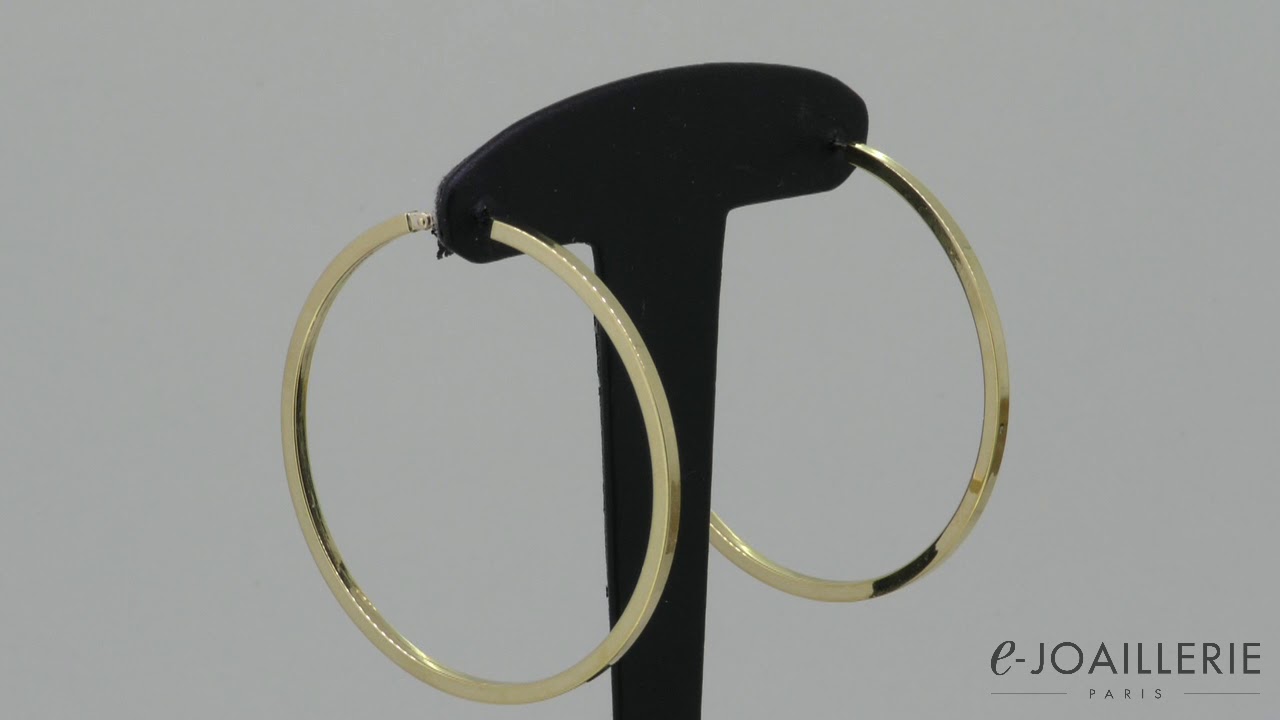 Boucles d'oreilles or jaune 18 carats créoles 45 mm - www.e-joaillerie.com