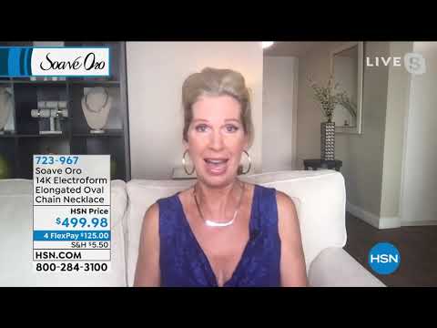 Soave Oro 14K Gold Electroform Elongated Oval Chain Neck...