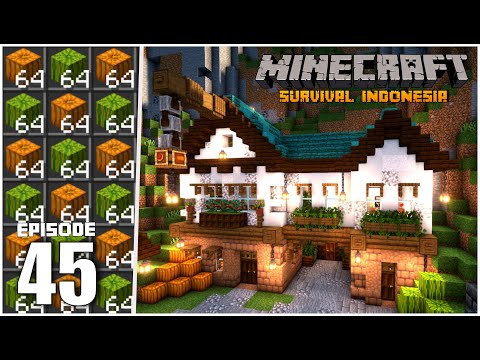 SAYYA - CREATE AN AUTOMATIC PUMPKIN FARM & BUILD A LAKESIDE MARKET - Minecraft Survival Indonesia Episode 45
