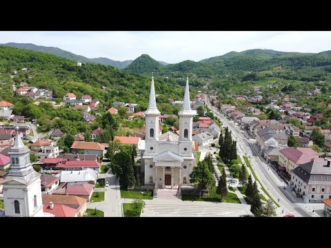 Baia Sprie, Maramureș, Romania from drone in may