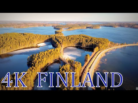Flying over Finland   Forests, Lakes & Islands 4K *Spring
