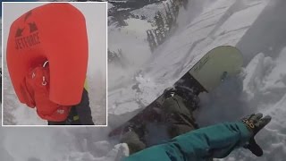 Avalanche Airbag Saves Snowboarder&#39;s Life As He&#39;s Dragged Down Mountain