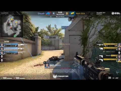 CSGO -- SHROUD 4K 1v3 (Cloud9 vs  Na'Vi Overpass Map 2   Semifinal   ESL One Cologne 2017)