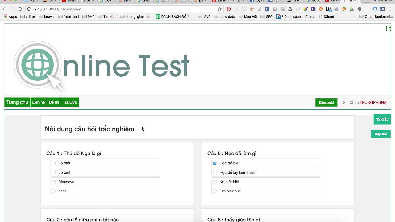 [Đồ án trắc nghiệm] - Laravel - website trắc nghiệm