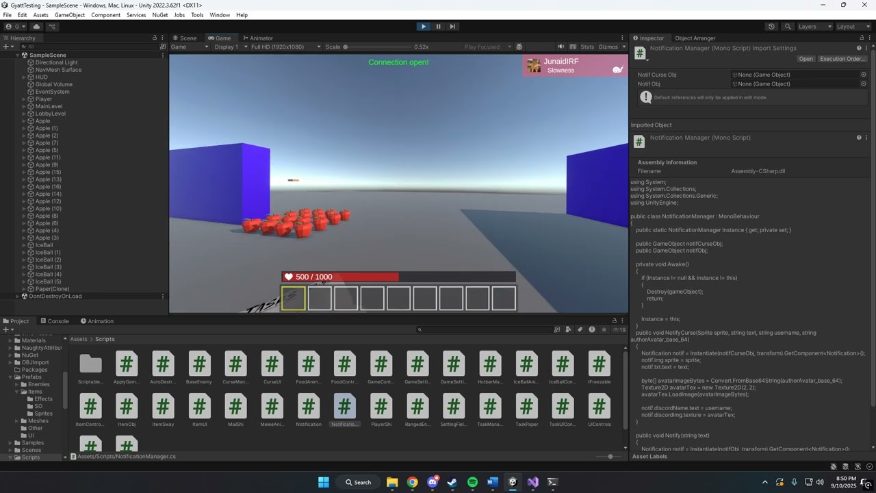 Video of a Discord message rendering live inside Unity