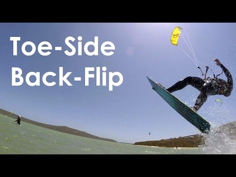 Kitesurf toe side back flip