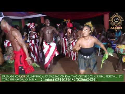 Fremani Koku drumming and dancing by Torgbui KanatsaAnd son's on the 2nd day of the 2021 festival.