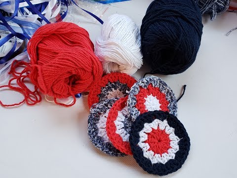 How to Crochet Easy 4th of July Drink Coasters