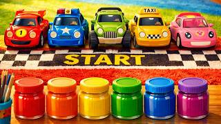 🔥Color Changing Toy Cars Race Through Paint | Fun Racing Cars Learn Colors for Kids