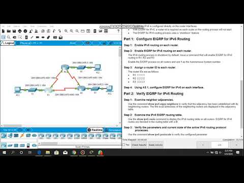 Packet Tracer 6.4.3.4 - Configuring Basic EIGRP with IPv6 Routing (RBJK)