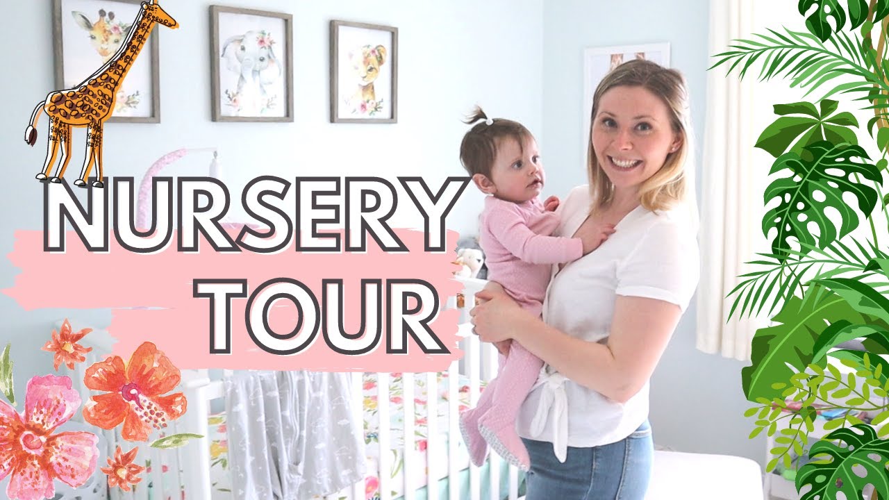 Baby Girl Jungle Nursery Tour🐘🌺🌿  Baby girl nursery decor and organization ideas!
