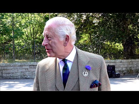 King Charles III welcomed to Balmoral Castle in Scotland by Royal Guard and Pipes & Drums Aug 2025