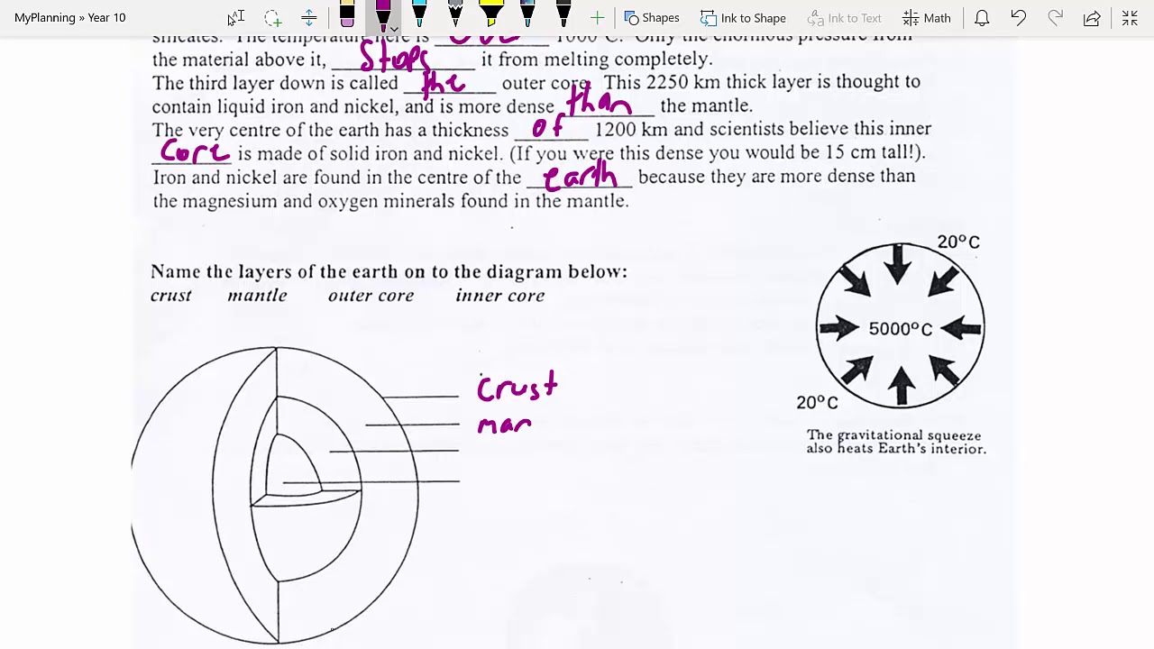 10SCI Earth and Plate Tectonics worksheet