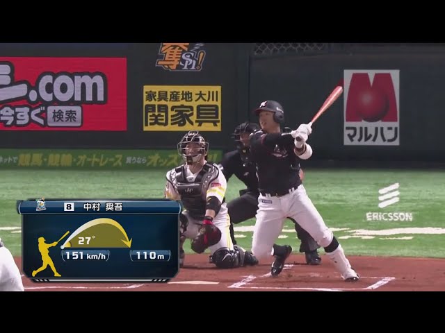 【1回表】連敗脱出へ!! マリーンズ・中村 ライトへの先制ホームラン!! 2019/4/5 H-M
