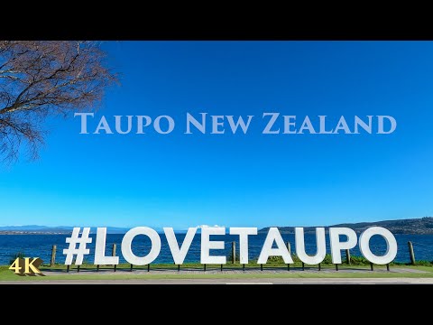 Excursão a pé em Taupo na Nova Zelândia 2021 4K | Excursão pelo centro da cidade | Lago Taupo | O maior lago da Nova Zelândia