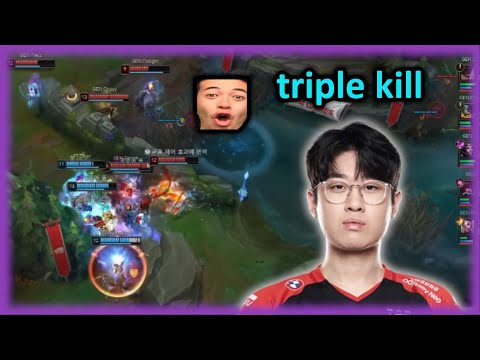T1 Zeus Sylas find the play and gets a triple kill | T1 vs GENG | LCK Spring Playoffs 2023