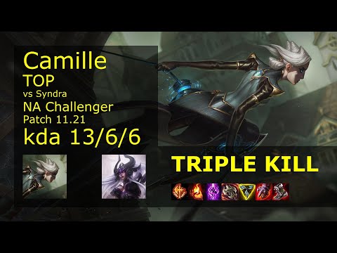 Camille vs Syndra Top - NA Challenger 13/6/6 Patch 11.21 Gameplay