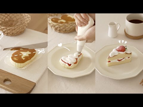 homecafe｜北海道チーズ蒸しケーキアレンジ｜爽やかヨーグルトクリームといちごのケーキ