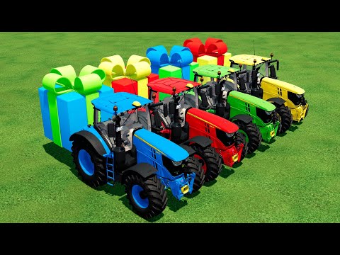 TRANSPORT GIANT COLORED GIFT WITH JOHN DEERE TRACTORS - Farming Simulator 22