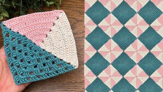 Crochet Blanket Granny Square Pattern,very easy for beginners 