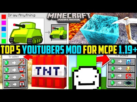 Top 5 Epic Mods For Minecraft Pe 1.19+ | Best Youtubers Mod For MCPE 1.19.40+