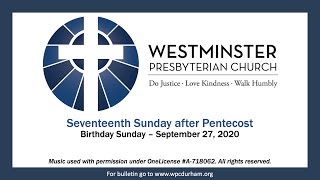 WPC Durham - September 27, 2020 Worship Service