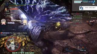 配信バウンティ→導きの地：森林地帯レベル上げ→初めてのイャンガルルガなど　試しに英語版　【MHWアイスボーン】