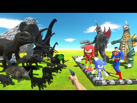 FPS Avatar Rescues Gigan Godzilla & Sonic and Fights Black Animals - Animal Revolt Battle Simulator