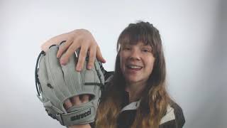 Video thumbnail: Marucci Adjustable 12.5" Fastpitch Softball Glove: MFGSB1250SV-GY/BK