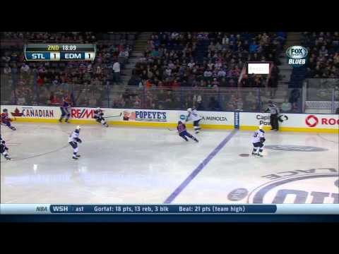 Nail Yakupov tweeners wrist shot goal 1-1 St. Louis Blues vs Edmonton Oilers 1/7/14 NHL Hockey