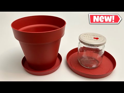 Look What I Made With Plastic Flower Pot and Glass Jar! Perfect!
