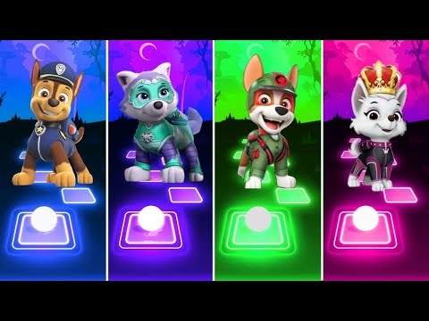 Paw Patrol The Mighty Movie | Chase 🆚 Sweetie 🆚 Tracker 🆚 Everest. Tiles Hop 🏆🏆 | 🎶🎶 Who Is Best ??