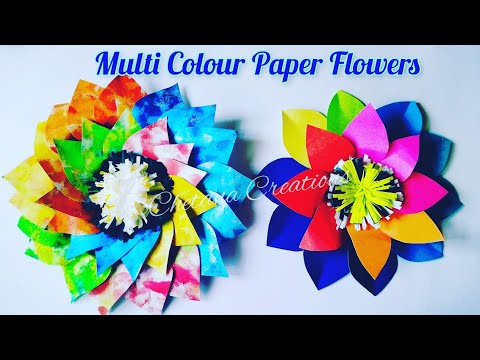 Easy Paper flowers| Multi colour paper flowers| DIY paper flowers