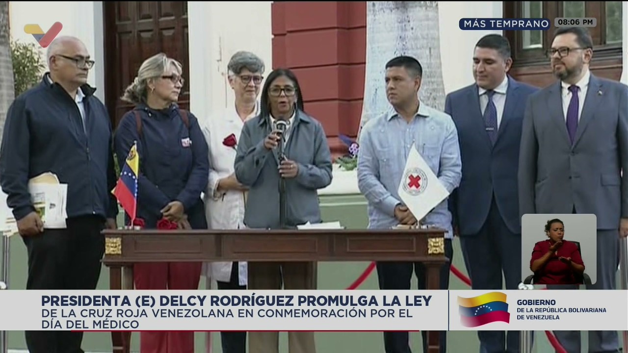 Delcy Rodríguez promulga Ley de la Cruz Roja y celebra Día del Médico, 10 de marzo de 2026