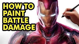 How To Digitally Draw Battle Damaged Distressed Iron Man | Tutorial