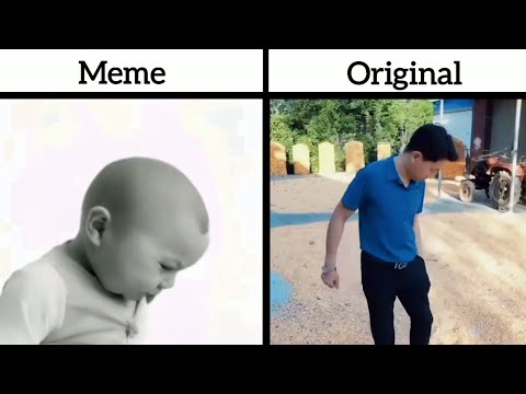 AI Baby holding laugh meme vs original