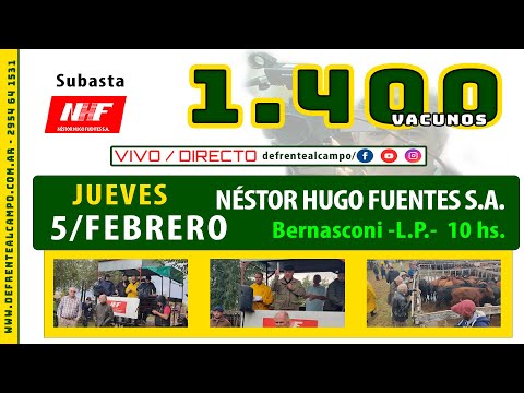 en VIVO- 10 hs. - REMATE de NÉSTOR HUGO FUENTES S.A. -JUE. 5 / FEB. / 2026 - BERNASCONI   -L.P.-