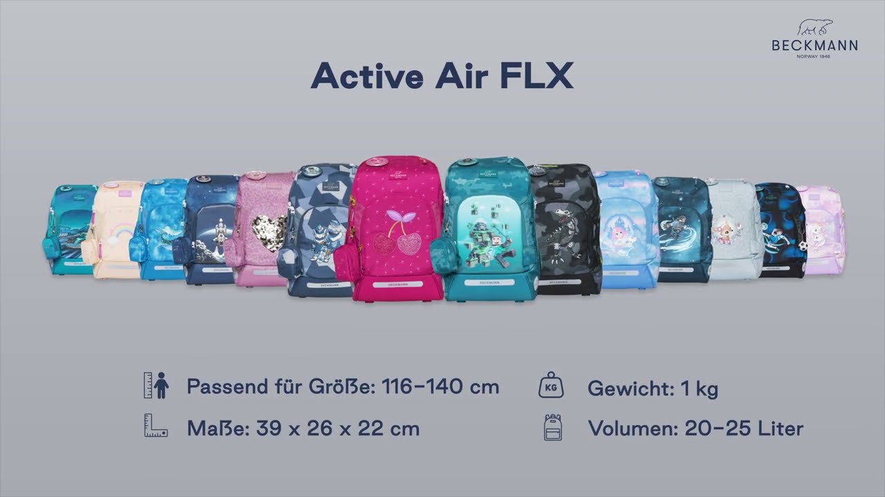 Beckmann Schulrucksack-Set Active Air Flx Unicorn Princess, 6-teilig