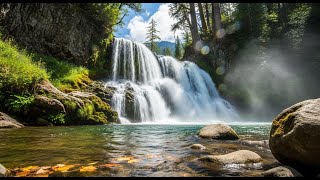 Powerful Mountain Waterfal | 10 Hours | White Noise for Slep, Relaxation & Stres Relief