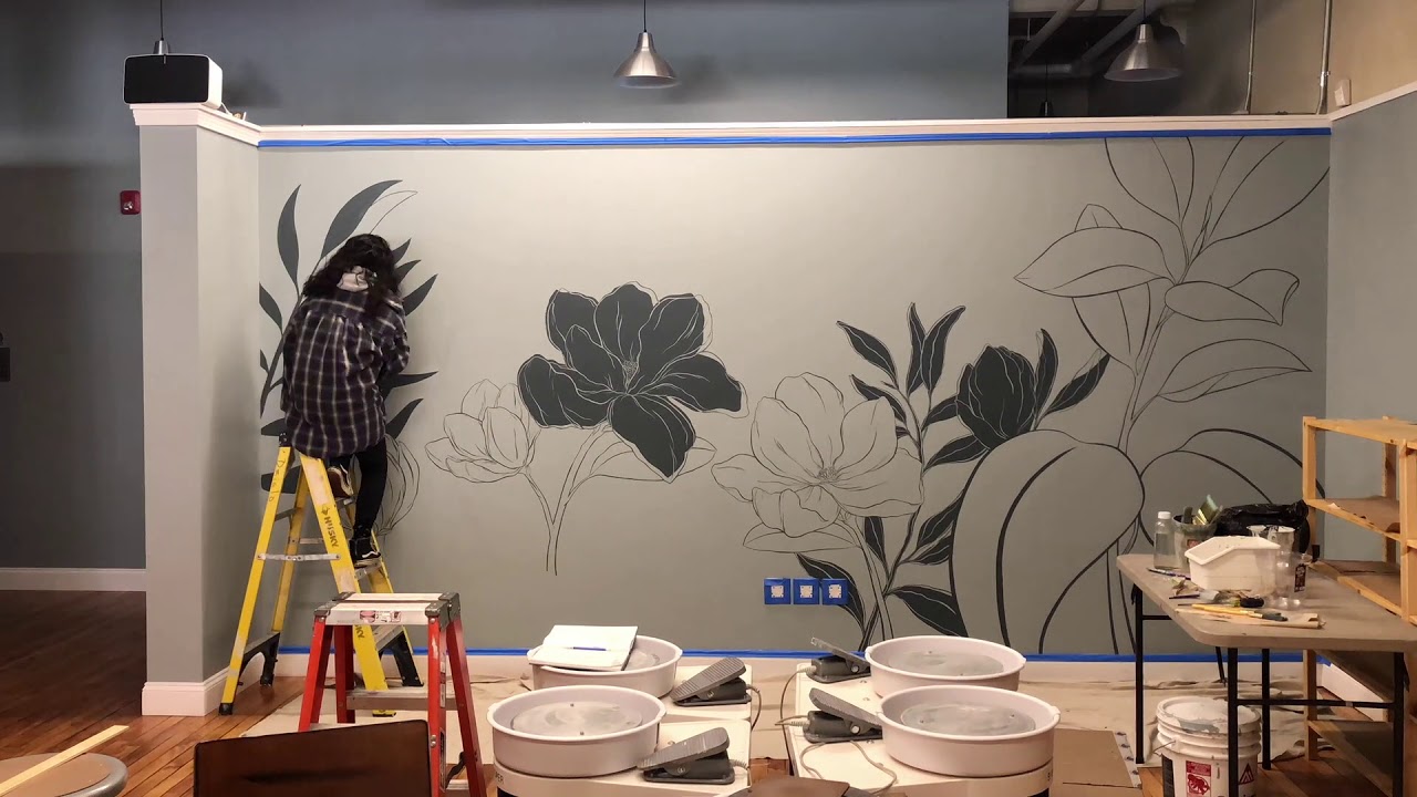 Hand painted Botanical Mural