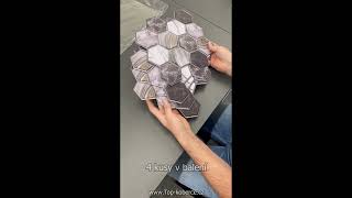 3D obklad šestihran Patchwork Mramor černo-bílý (30x30cm) 4ks samolepící 