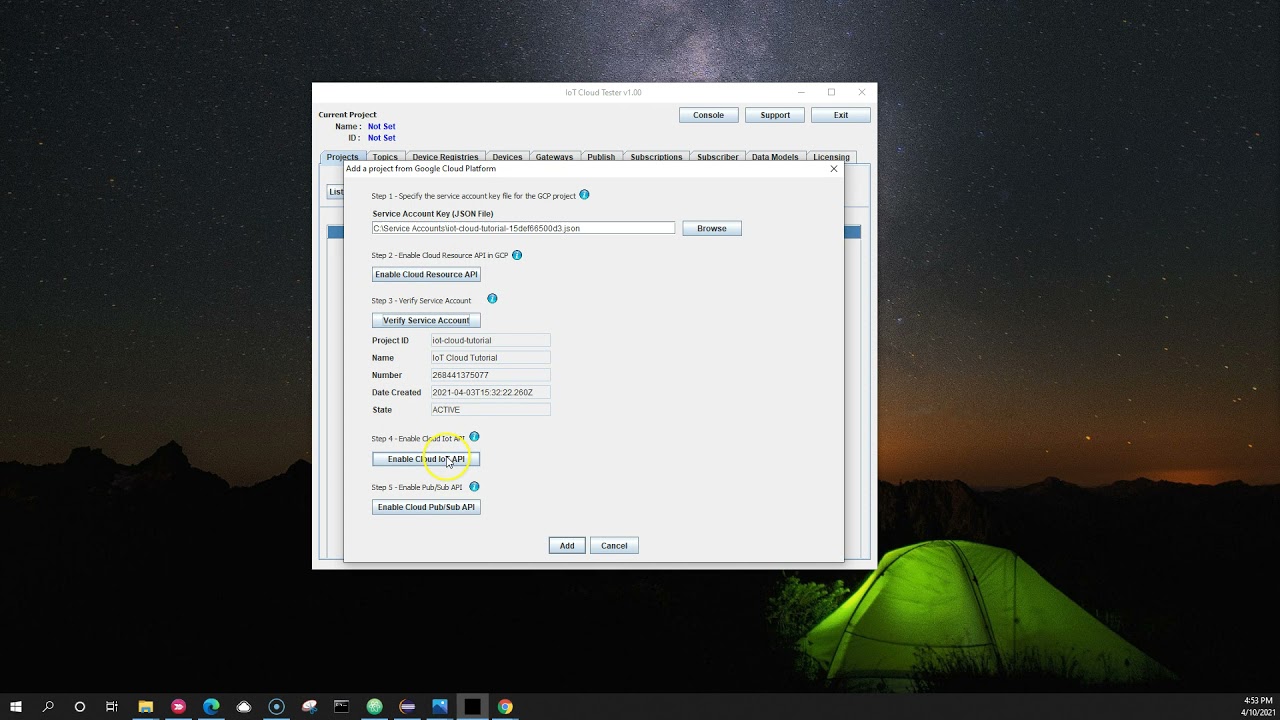Enable Cloud IoT API in Google Cloud Platform (GCP)