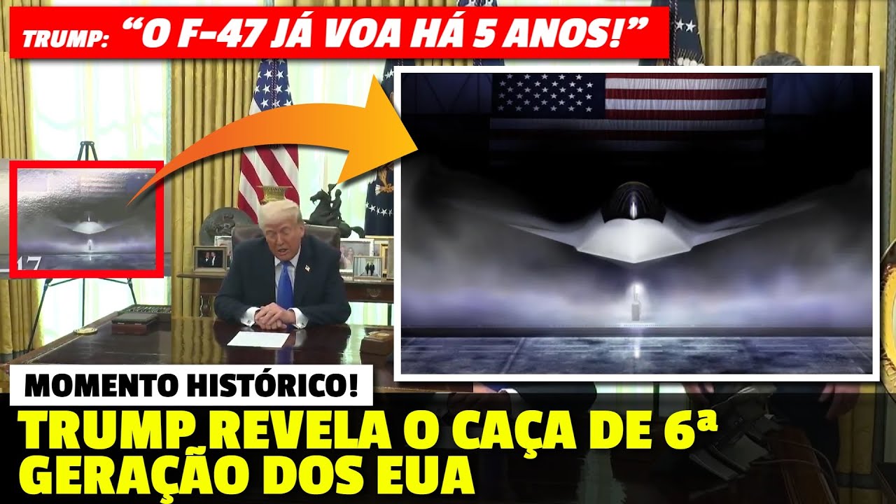 REVELADO o caça F-47! Trump: "É o 1º caça de 6ª geração do mundo, pois voa SECRETAMENTE há 5 anos"