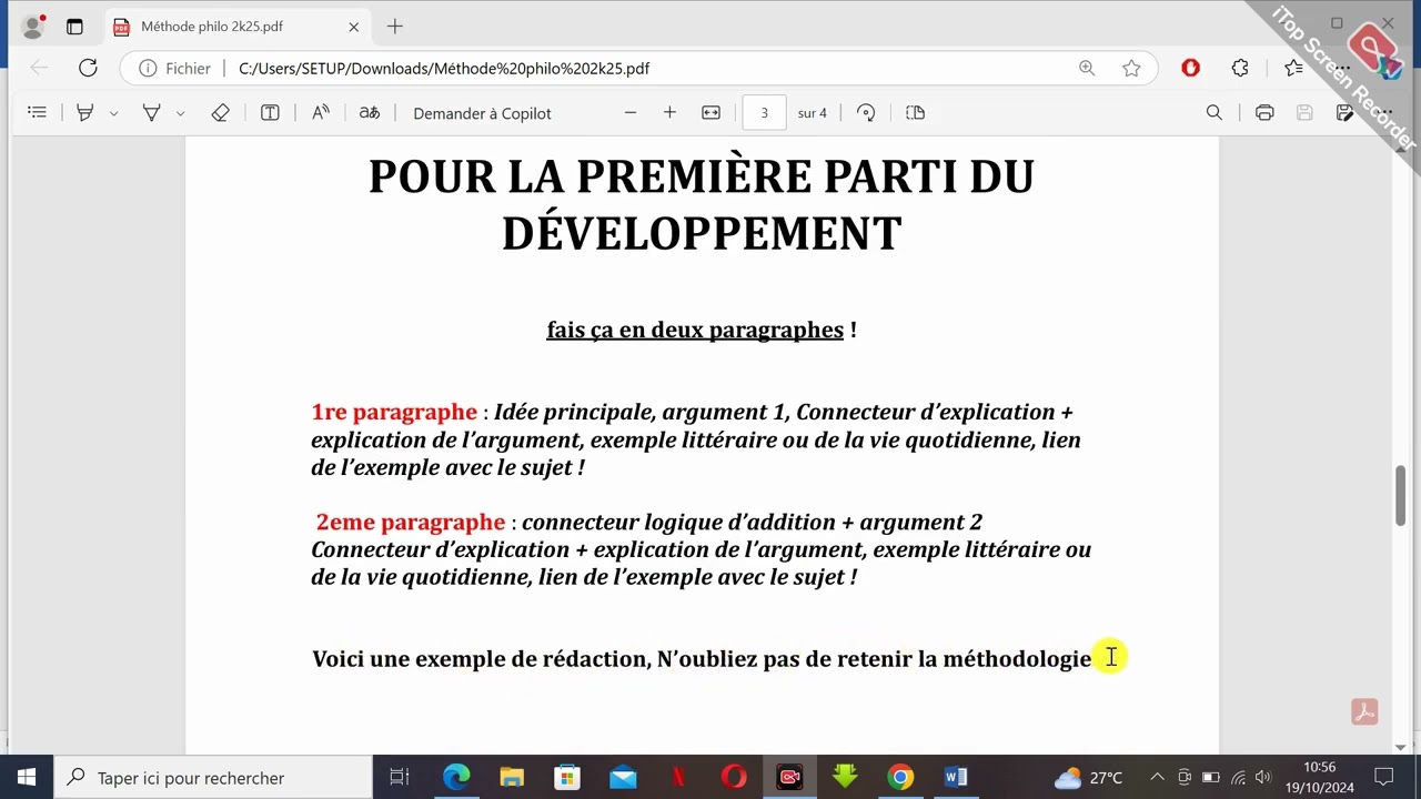 METHODE dissertation Philosophie : LE DEVELOPPEMENT  sujet de type 1 / niveau 1ère et terminal BAC